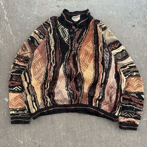 90s Rare Coogi Henley Sweater Brown Coogi Classics Size XL